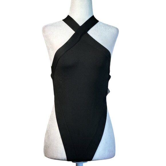 Saint Laurent Crossneck Bodysuit Top in Noir Small Womens Sleevless Top - Picture 5 of 16